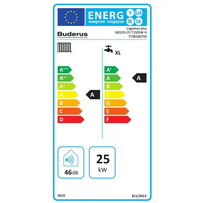Stojąca, gazowa, kondensacyjna centrala grzewcza, ze zintegrowanym zasobnikiem warstwowym  c.w.u. o pojemności 150 l Logamax plus GB192-25iT150SWH BUDERUS 7738100720