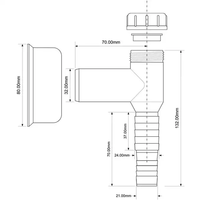 Przyłącze do pralki lub zmywarki z zaworkiem i odejściem 32 mm McAlpine chromowane MCALPINE WMV-32CP