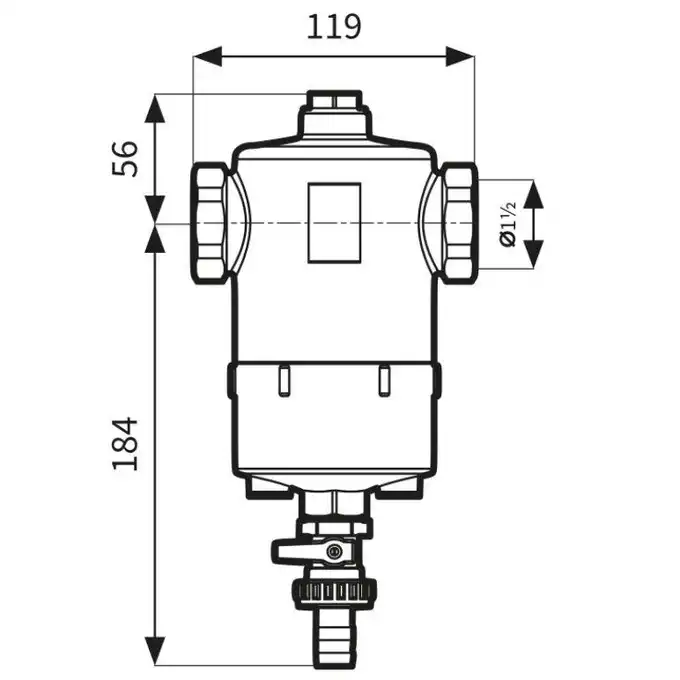 Separator zanieczyszczeń FAR 214, z magnesem i zaworem spustowym, przyłącza Rp1 1/2&quot; AFRISO 7772140