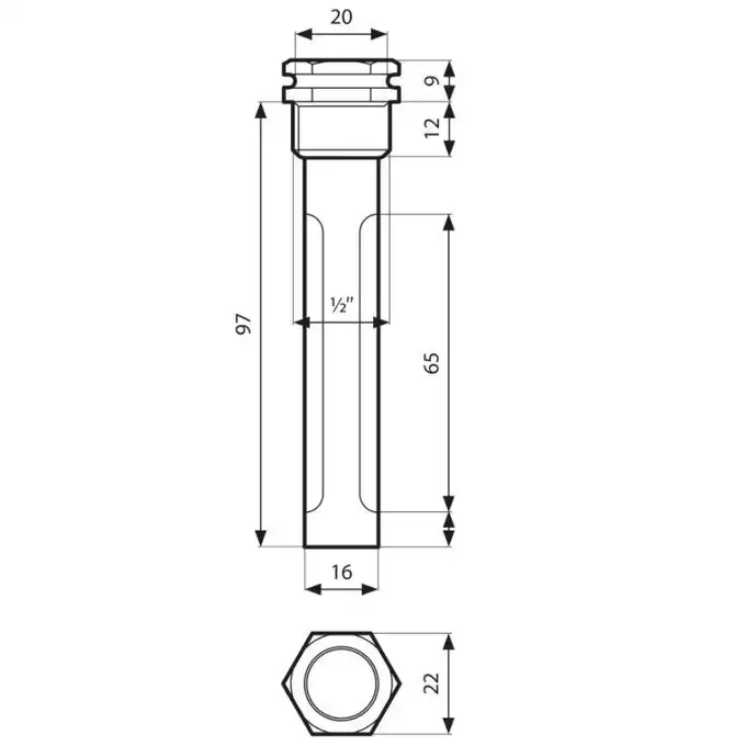 Tuleja zanurzeniowa fi 15 x 16 mm, L 100 mm, 1/2&quot; NPT AFRISO 555034