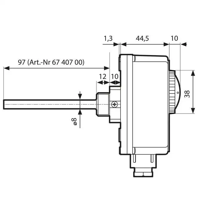 Termostat zanurzeniowy TC2, 0÷90°C, nastawa zewnętrzna, kapilara 1000 mm AFRISO 6742100