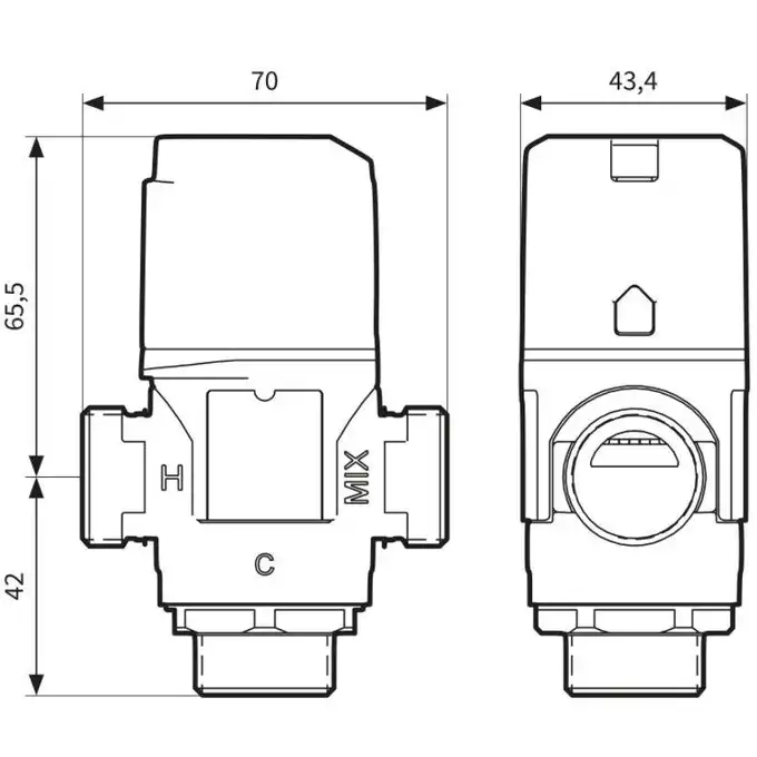 Termostatyczny zawór mieszający ATM 361, DN20, G1&quot;, 20÷43°C, Kvs 1,6 m3/h AFRISO 1236110