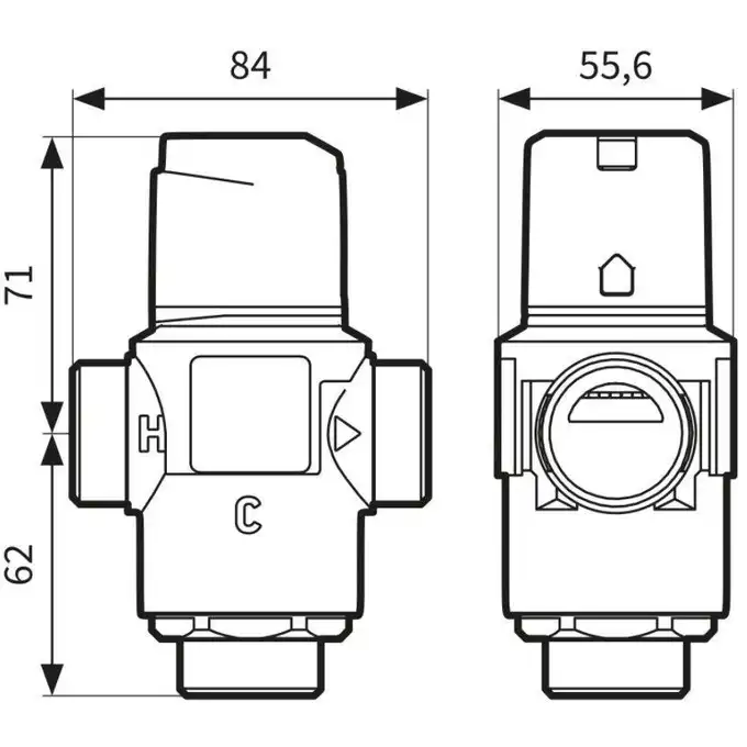 Termostatyczny zawór mieszający ATM 883, DN25, G1 1/4&quot;, 35÷60°C, Kvs 4,2 m3/h AFRISO 1288310