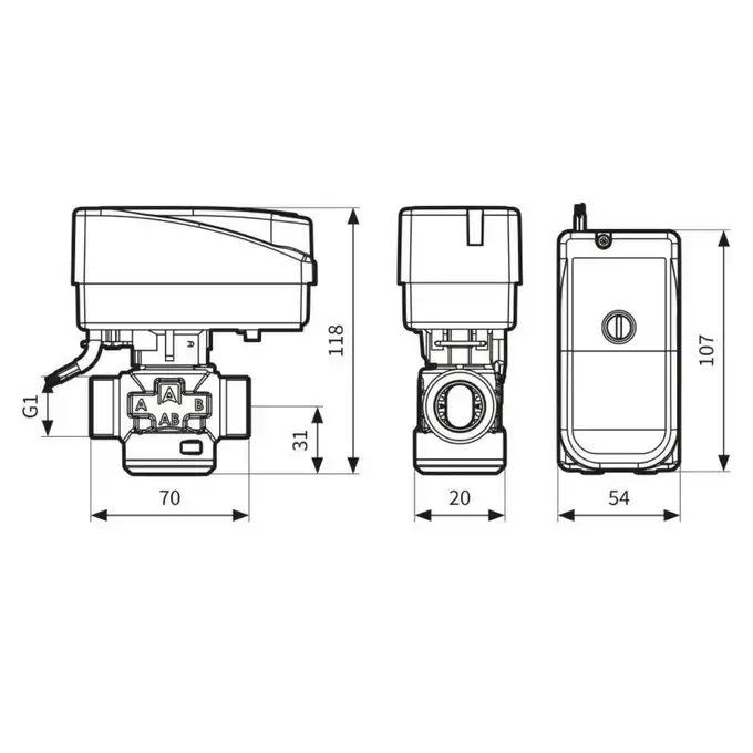 3-drogowy zawór strefowy AZV 643 DN20, G1&quot;, Kvs 8 m3/h AFRISO 1664300