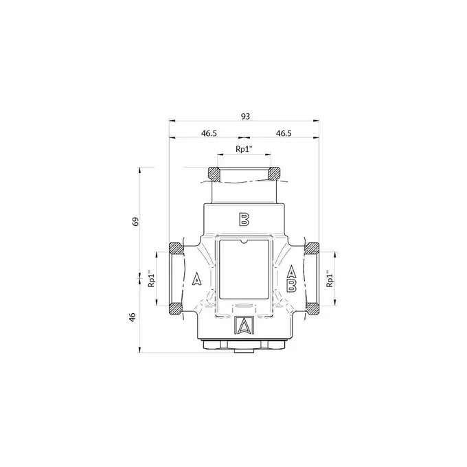 Zawór temperaturowy ATV 336, DN25, Rp1 1/4&quot;, 60°C, Kvs 9 m3/h AFRISO 1633610