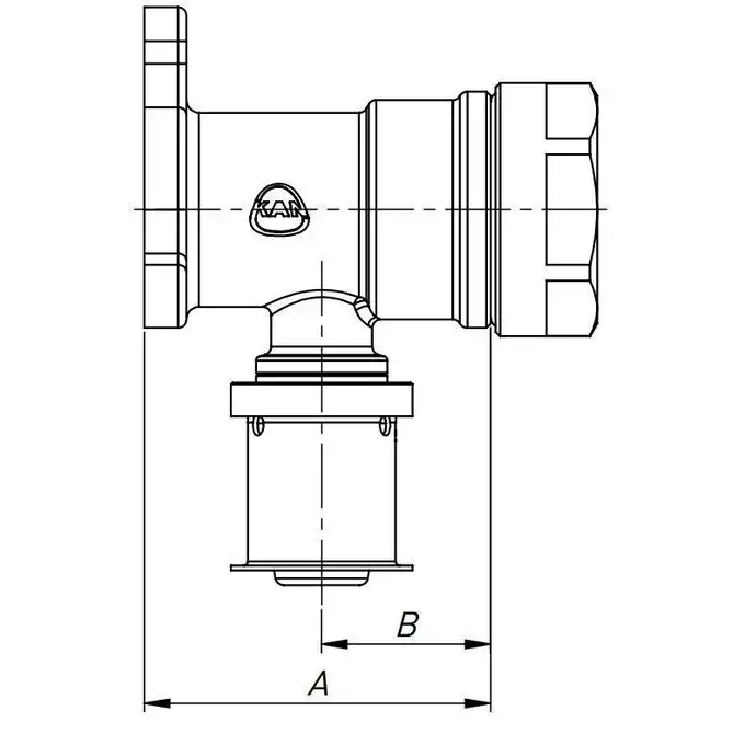 Kolano ścienne mosiężne z uszami GW Press - 20 Rp1/2&quot; L = 41 mm KAN-therm 1009285062