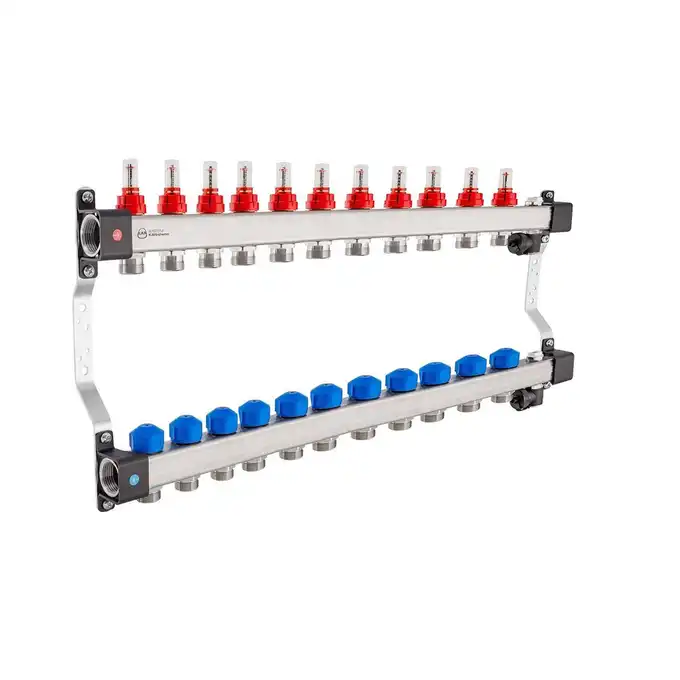 Rozdzielacz KAN-therm InoxFlow 1316157086 z przepływomierzami i zaworami do siłowników seria UFST 11 obwodów