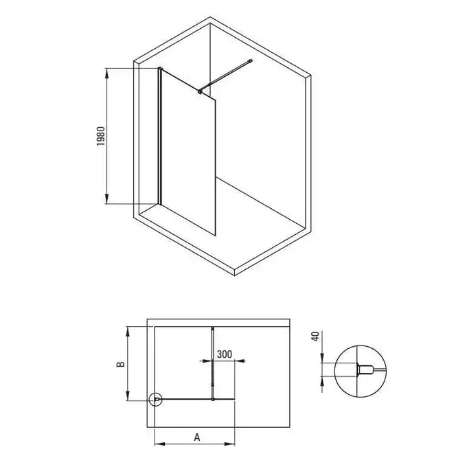 Ścianka stała KERRIA PLUS chrom szkło transparentne z powłoką 90 cm  DEANTE KTS_039P