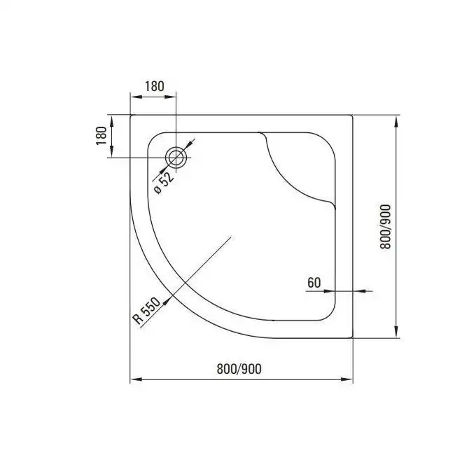 Brodzik DEEP półokrągły akrylowy ze stelażem 90 cm DEANTE KTD_041B