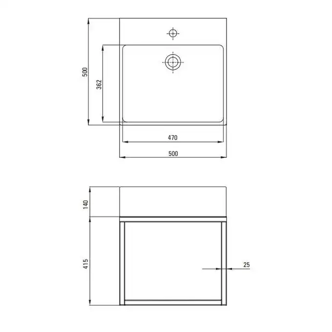 Umywalka TEMISTO biała stawiana na blat 500x500 mm + konsola wisząca DEANTE CDTW6U5S