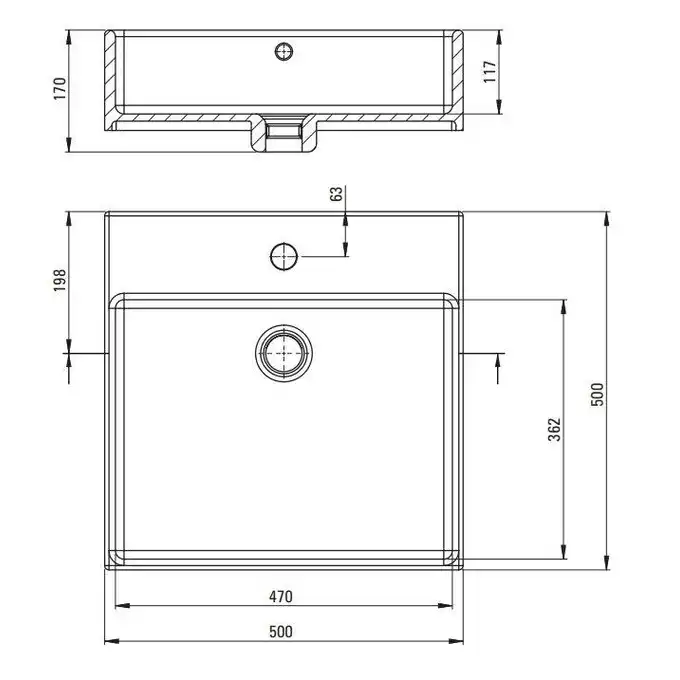 Umywalka TEMISTO biała stawiana na blat, 500x500 mm DEANTE CDT_6U5S