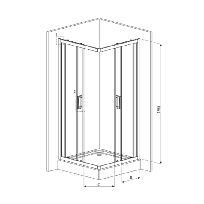 Kabina FUNKIA kwadratowa, szkło transparentne, 80x80 cm DEANTE KYC_042K