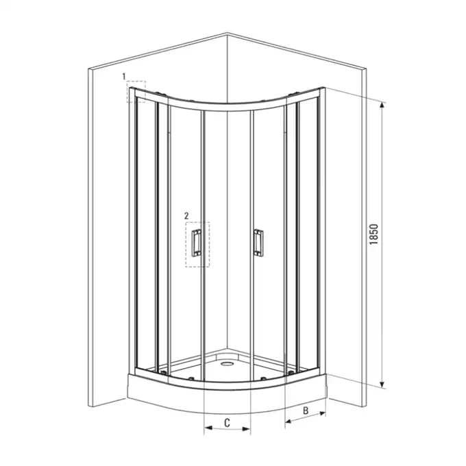 Kabina FUNKIA półokrągła, szkło transparentne 90x90 cm DEANTE KYP_051K