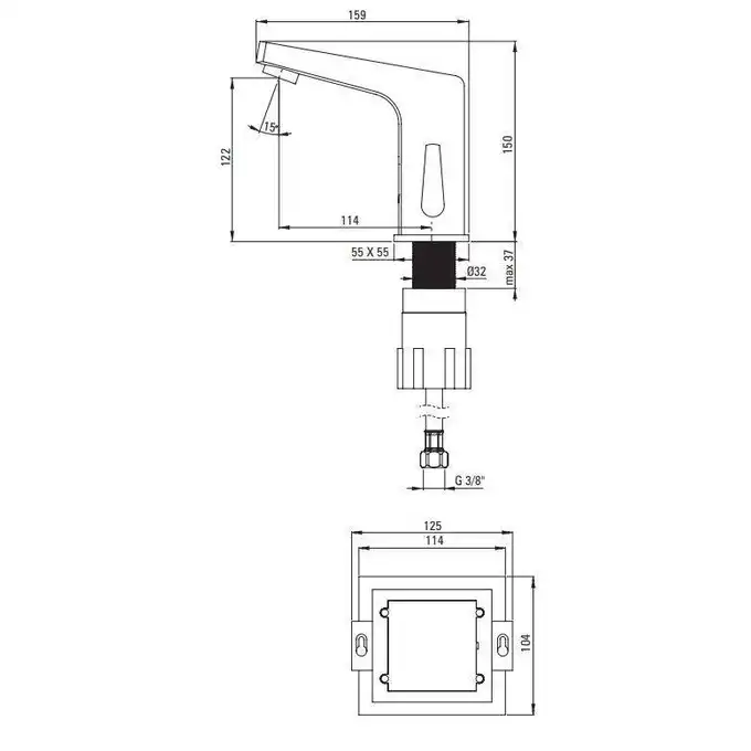 Bateria chrom sensorowa umywalkowa stojąca z regulacją temperatury w korpusie zasilana bateryjnie 4x1,5V DEANTE BCH_029R