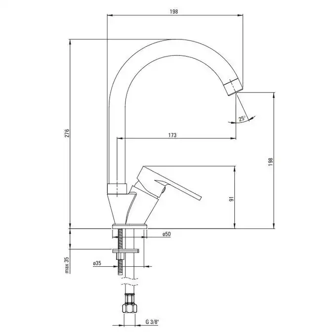 Bateria CHABER chrom zlewozmywakowa z wylewką &quot;U&quot; DEANTE BGC_062M