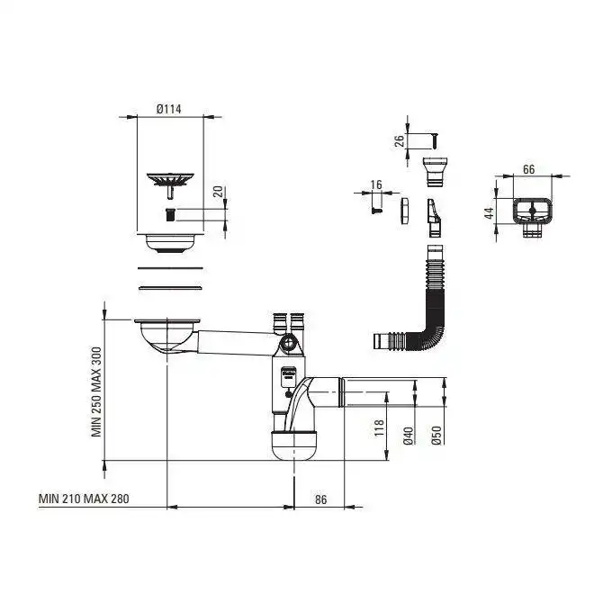 Zlewozmywak stal podblatowy EGERIA satyna 1-komorowy B/O 380x440x200 3,5&quot; + osprzęt SPACE SAVER DEANTE ZPE_010A