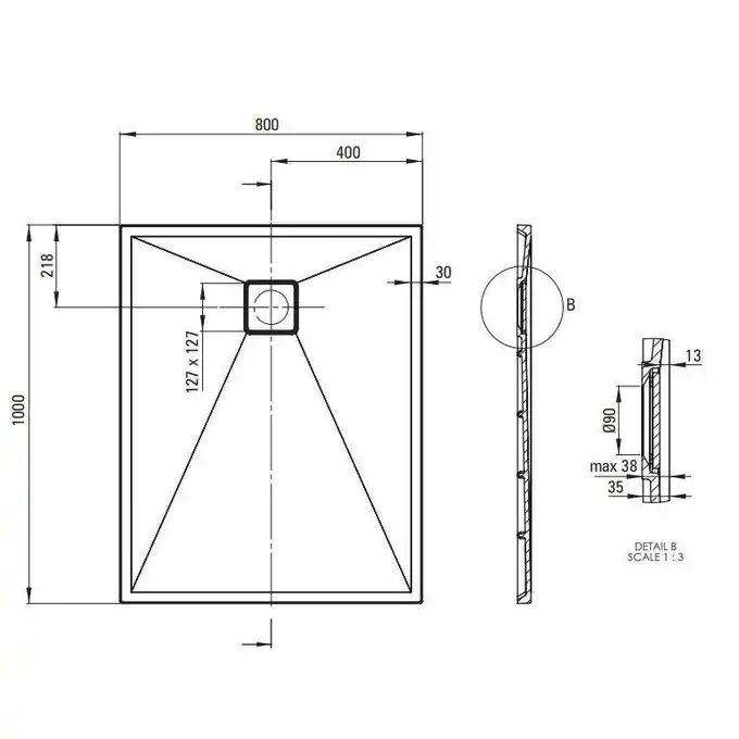 Brodzik CORREO prostokątny antracyt/titanium granitowy 100x80 cm DEANTE KQR_T46B