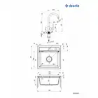Zlewozmywak ZORBA grafitowy granit 1-kom. B/O 440x440x184, 3,5&quot; + osprzęt + Bateria NEMEZJA z wylewką &quot;U&quot; DEANTE ZQZA2103