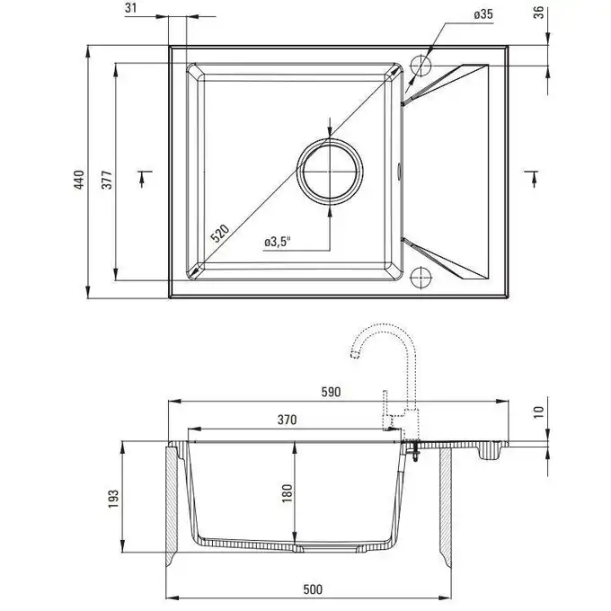 Zlewozmywak EVORA grafitowy granit 1-komorowy Z/KO 590x440x193, 3,5&quot; + osprzęt SPACE SAVER DEANTE ZQJ_211A