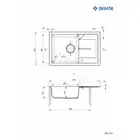 Zlewozmywak LEDA piaskowy granit 1-kom. Z/O 670x440x164, 3,5&quot; + osprzęt DEANTE ZRD_7113