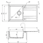 Zlewozmywak ERIDAN alabaster granit 1-komorowy Z/O 860x500x209 + osprzęt SPACE SAVER LUX DEANTE ZQE_A113