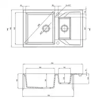 Zlewozmywak ANDANTE antracyt metalik granit 1,5-komorowy Z/O 780x490x194, 3,5&quot; + osprzęt SPACE SAVER DEANTE ZQN_T513