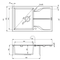 Zlewozmywak ANDANTE antracyt metalik granit 1-komorowy Z/O 780x490x194, 3,5&quot; + osprzęt SPACE SAVER DEANTE ZQN_T113