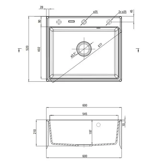 Zlewozmywak ANDANTE nero granit 1-komorowy 600x520x210 + osprzęt SPACE SAVER DEANTE ZQN_N103