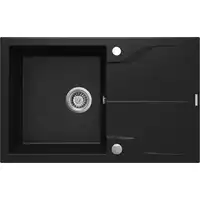 Zlewozmywak ANDANTE FLUSH nero granit 1-komorowy Z/O 780x490x194 3,5&quot; + osprzęt SPACE SAVER DEANTE ZQN_N11F