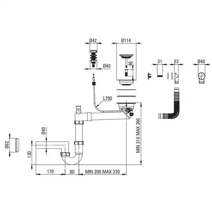 Zlewozmywak EVORA piaskowy granit 1-komorowy Z/O 780x440x193, 3,5&quot; + osprzęt SPACE SAVER DEANTE ZQJ_7113