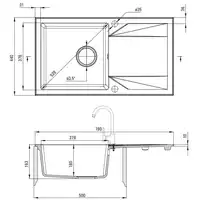 Zlewozmywak EVORA piaskowy granit 1-komorowy Z/O 780x440x193, 3,5&quot; + osprzęt SPACE SAVER DEANTE ZQJ_7113