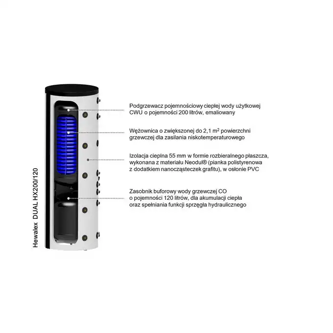 Podgrzewacz CWU DUAL HX200/120 HEWALEX 81.50.11