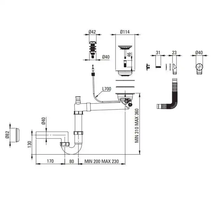 Zlewozmywak EVORA beż granit 1-komorowy Z/O 780x440x193, 3,5&quot; + osprzęt SPACE SAVER DEANTE ZQJ_5113