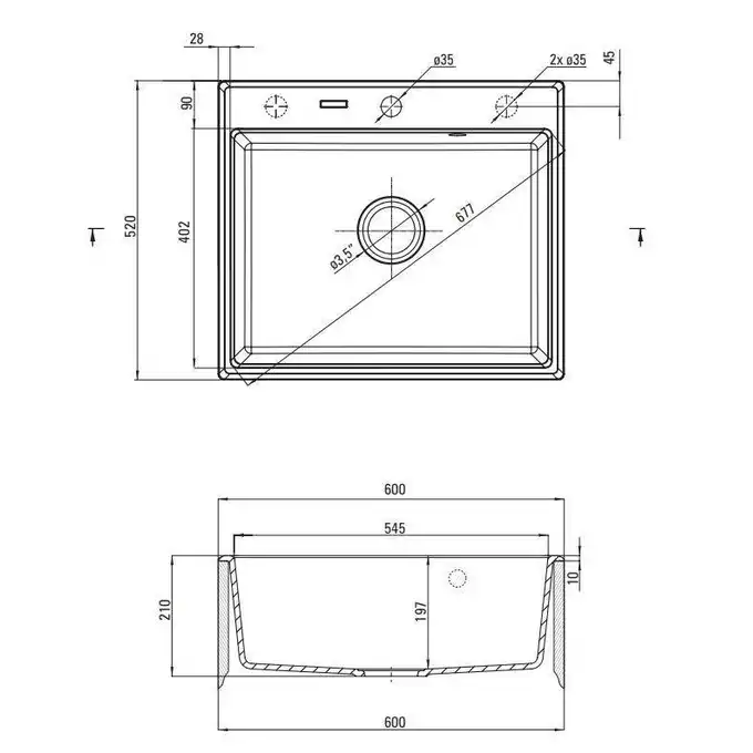 Zlewozmywak ANDANTE antracyt metalik granit 1-komorowy 600x520x210 + osprzęt SPACE SAVER DEANTE ZQN_T103