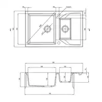 Zlewozmywak ANDANTE beż granit 1,5-komorowy Z/O 780x490x194, 3,5&quot; + osprzęt SPACE SAVER DEANTE ZQN_5513