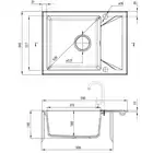 Zlewozmywak EVORA grafitowy granit 1-komorowy Z/KO 590x440x193, 3,5&quot; + osprzęt SPACE SAVER DEANTE ZQJ_211A