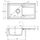 Zlewozmywak EVORA grafit metalik granit 1-komorowy Z/O 780x440x193, 3,5&quot; + osprzęt SPACE SAVER DEANTE ZQJ_G113