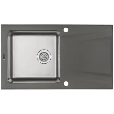 Zlewozmywak PRIME antracyt metalik granit-stal 860x500x220 + osprzęt SPACE SAVER