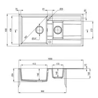 Zlewozmywak ERIDAN alabaster granit 1,5-komorowy Z/O 1000x500x208 + osprzęt SPACE SAVER LUX DEANTE ZQE_A513