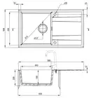 Zlewozmywak ERIDAN antracyt metalik granit 1-komorowy Z/O 860x500x209 + osprzęt SPACE SAVER LUX DEANTE ZQE_T113