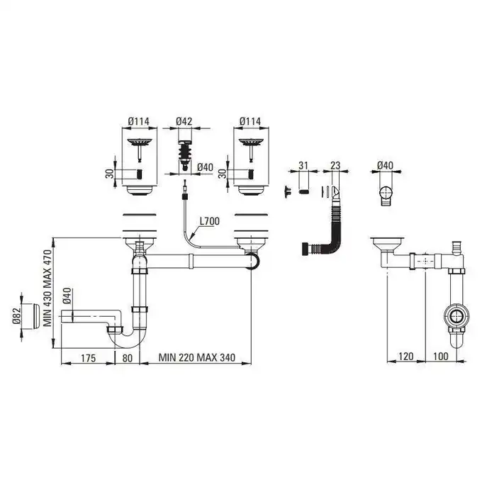 Zlewozmywak ANDANTE piaskowy granit 1,5-komorowy Z/O 780x490x194, 3,5&quot; + osprzęt SPACE SAVER DEANTE ZQN_7513