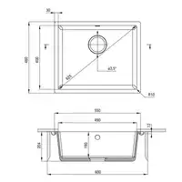 Komora podblatowa CORDA szary metalik granit 550x460x204, 3,5&quot; + osprzęt SPACE SAVER DEANTE ZQA_S10C