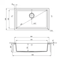 Komora podblatowa CORDA antracyt metalik granit 800x500x204 3,5&quot; + osprzęt SPACE SAVER DEANTE ZQA_T10D