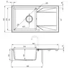 Zlewozmywak EVORA alabaster granit 1-komorowy Z/O 780x440x193, 3,5&quot; + osprzęt SPACE SAVER DEANTE ZQJ_A113