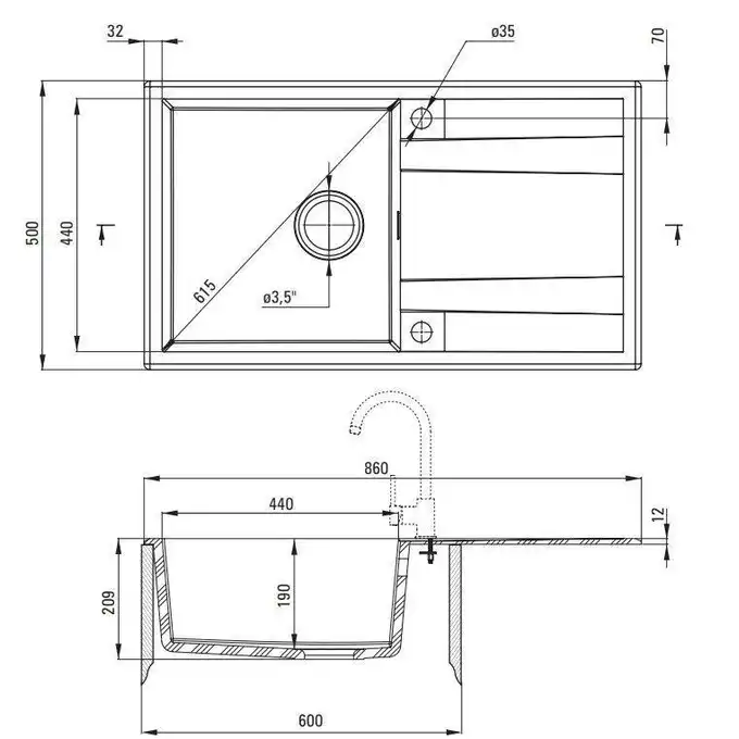 Zlewozmywak ERIDAN alabaster granit 1-komorowy Z/O 860x500x209 + osprzęt SPACE SAVER LUX DEANTE ZQE_A113