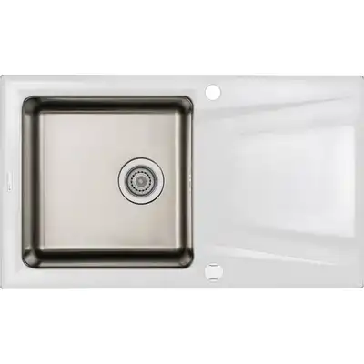 Zlewozmywak PRIME alabaster granito-stal 860x500x220 3,5&quot; + osprzęt SPACE SAVER DEANTE ZSR_A113