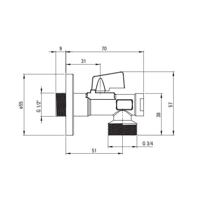 Zawór kątowy kulowy z filtrem 1/2&quot; - 3/4&quot; - podłączenie pralki/zmywarki DEANTE VFA_B64M