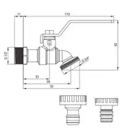 Zawór kulowy czerpalny ogrodowy 1/2&quot; z adapterami DEANTE VFA_152L