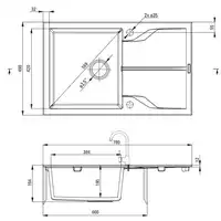 Zlewozmywak ANDANTE szary metalik granit 1-komorowy Z/O 780x490x194, 3,5&quot; + osprzęt SPACE SAVER DEANTE ZQN_S113