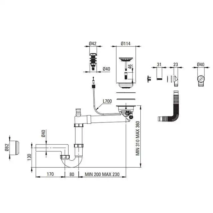 Zlewozmywak ANDANTE beż granit 1-komorowy Z/O 780x490x194, 3,5&quot; + osprzęt SPACE SAVER DEANTE ZQN_5113